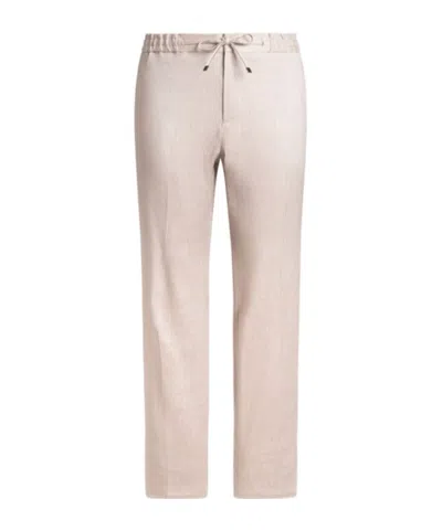 Etro Slub Linen-blend Twill Jogging Trousers In Nude