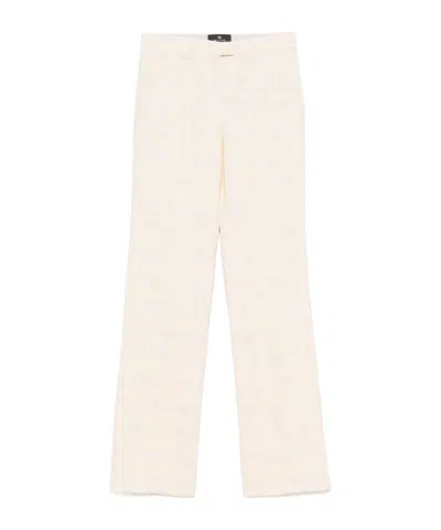 Etro Slub Linen-blend Trousers In Pink