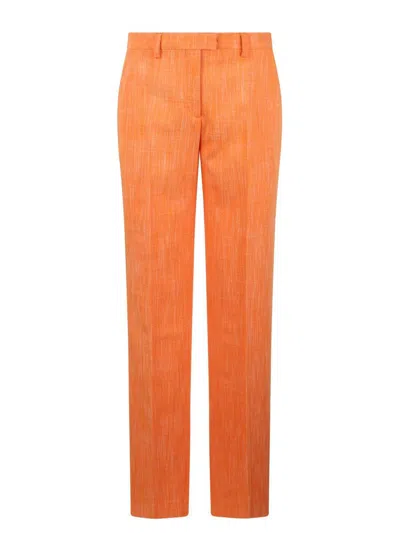 Etro Slub-texture Tailored Trousers In Orange
