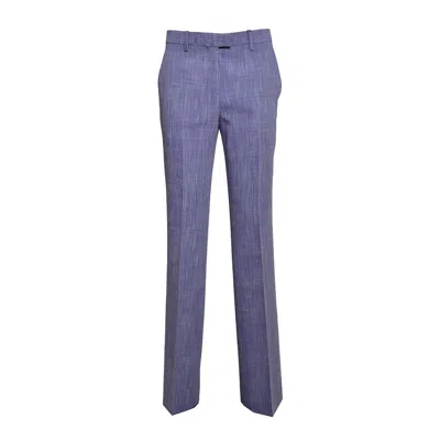 Etro Slub-texture Tailored Trousers In Purple