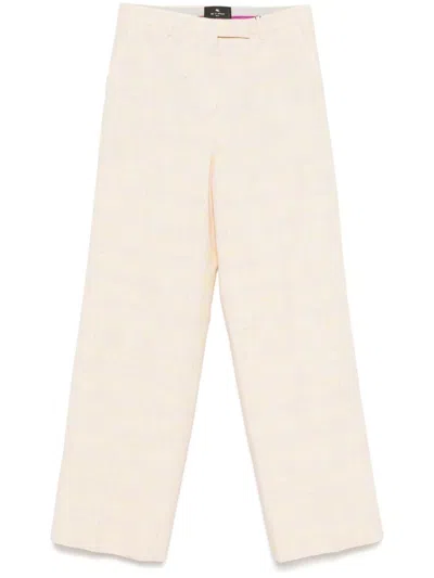 Etro Slub-texture Trousers In Yellow