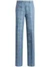 Etro Hose Aus Einem Geflammten Leinenmischgewebe In Blau