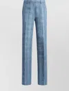 Etro Women Slubbed Check Motif Linen-blend Trousers In Blue