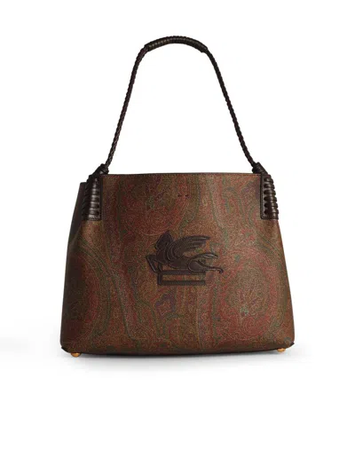 Etro Small 'arnica' Brown Cotton Blend Bag