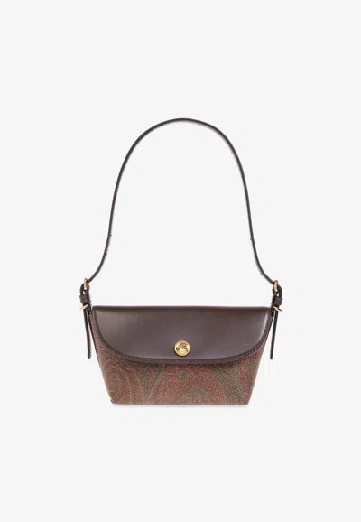 Etro Small Arnica Paisley Jacquard Shoulder Bag In Brown