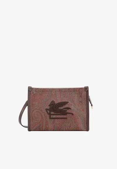 Etro Small Arnica Paisley Jacquard Shoulder Bag In Brown