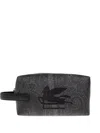 Etro Medium Arnica Pegasus-logo Paisley Wash Bag In Gray