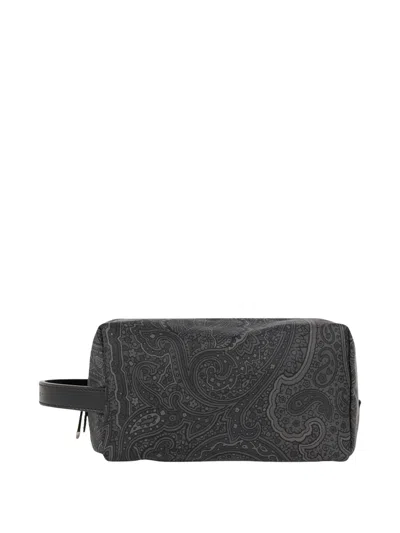 Etro Small Beauty Case Arnica With Paisley Print In Black