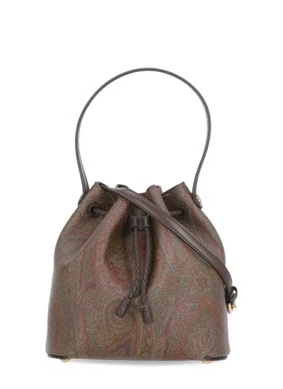 Etro Small Bucket Paisley Bag In Brown