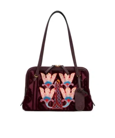 Etro Small Canvas Doc Shoulder Bag With Embroidery In Multi
