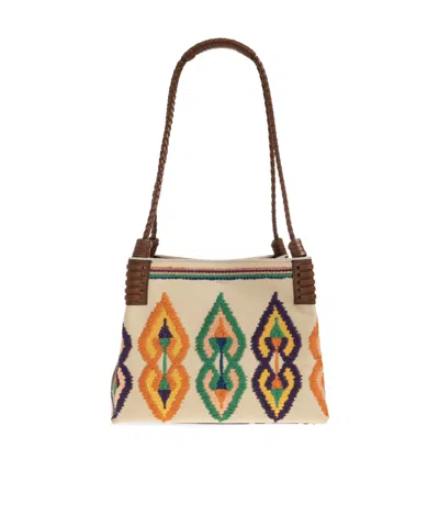 Etro Small Canvas Libra Tote Bag With Embroidery In Neutral