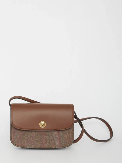 Etro Versatile Canvas And Leather Crossbody In Brown