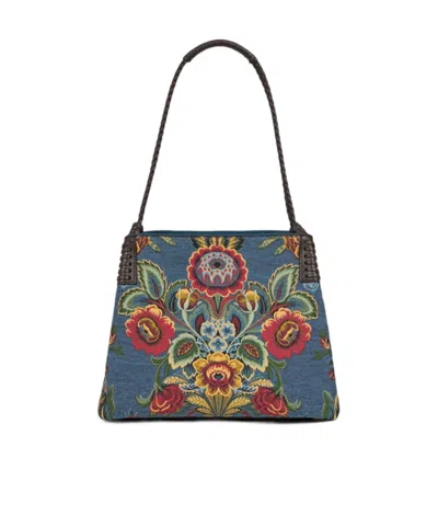 Etro Small Floral Jacquard Libra Tote Bag In Blue