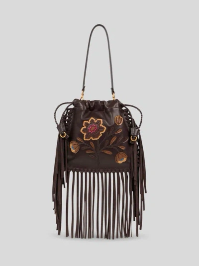 Etro , Small Kalispera Bag With Embroidery And Fringing, Woman, Brown