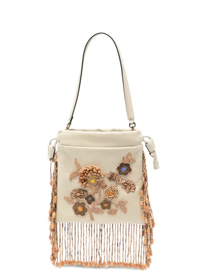 Pre-owned Etro Small Kalispera Beaded Tote Bag In Neutral
