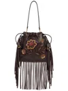 Etro Small Kalispera Embroidered Bucket Bag In Brown