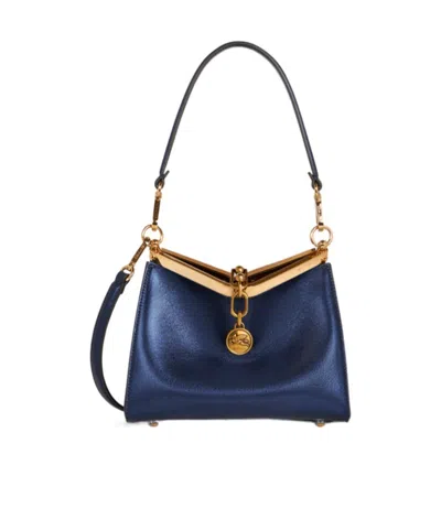 Etro Small Laminated Vela Bag In Blue