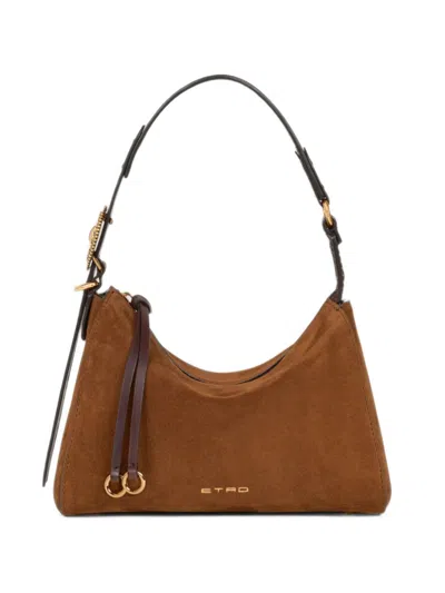 Etro Small Leather Hobo Bag In Brown
