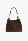 Etro Small Libra Braided Suede Shoulder Bag In Brown