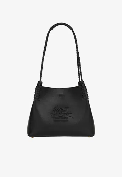 Etro Small Libra Calf Leather Shoulder Bag In Black
