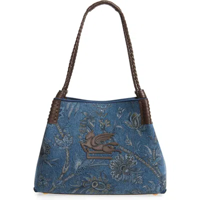 Etro Small Libra Denim Shopping Tote In Blue