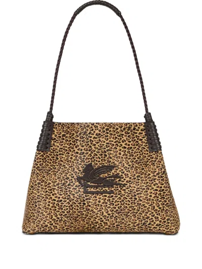 Etro Small Libra Leopard-print Tote Bag In Neutral