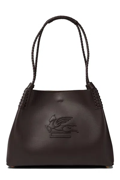 Etro Small Libra Pegaso Patch Tote Bag In Brown