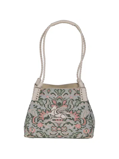 Etro Small Libra Pegaso-motif Tote Bag In Gray