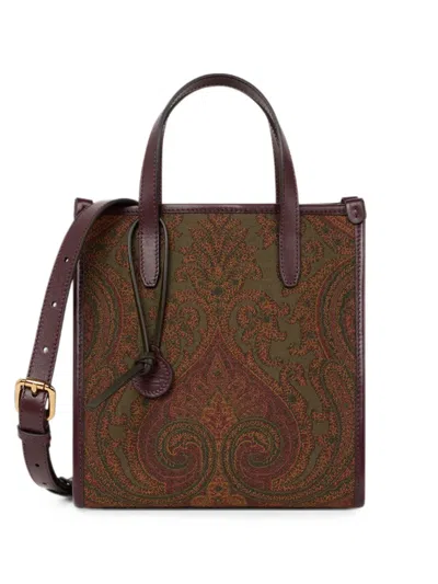 Etro Small Love Trotter Bag In Jacquard Fabric With Paisley Motif In Brown