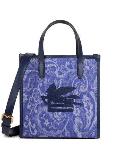 Etro Small Love Trotter Jacquard Pegasus Tote Bag In Purple