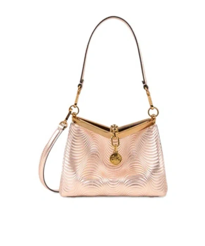 ETRO SMALL METALLIC LEATHER VELA BAG