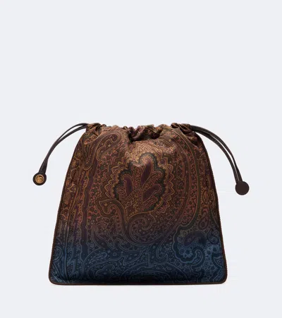 Etro Small Paisley Clutch In Brown