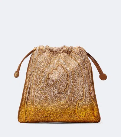Etro Small Paisley Clutch In Sand