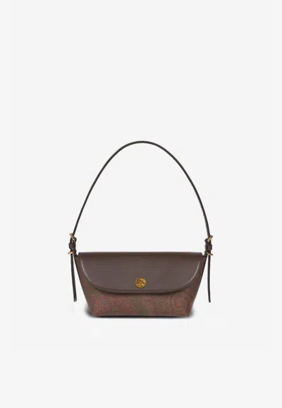 Etro Small Paisley Jacquard Shoulder Bag In Brown