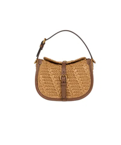 Etro Small Pony Bag In Crocheted Raffia In Multi