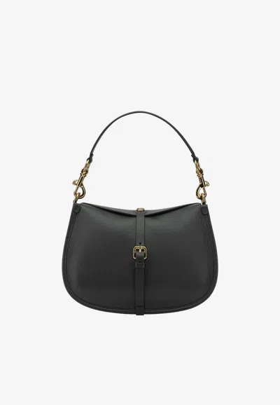 Etro Small Pony Leather Shoulder Bag In Black