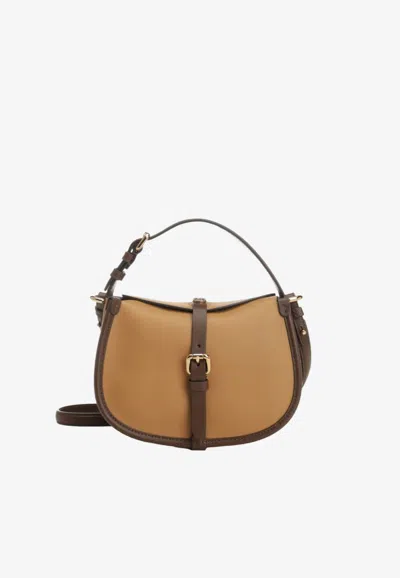 Etro Small Pony Leather Shoulder Bag In Sand
