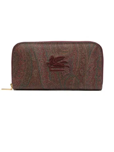 Etro Small Purse Paisley Jacquard Fabric In Brown