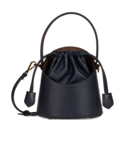 Etro Small Saturno Leather Crossbody Bag In Black