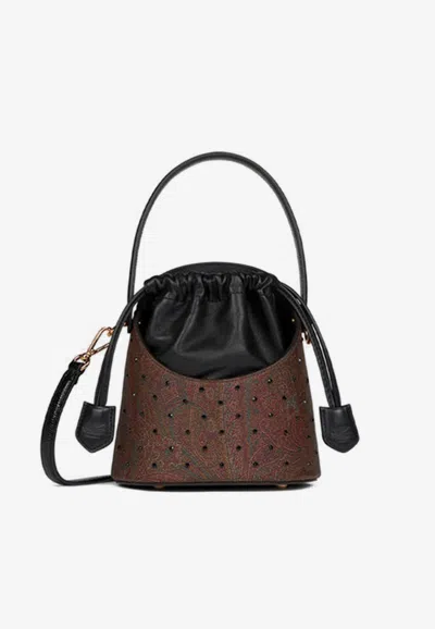 Etro Small Saturno Paisley Jacquard Bucket Bag