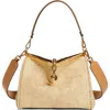 Etro Small Vela Embroidered Raffia Bag In Camel
