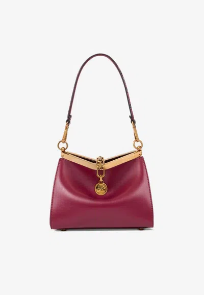 Etro Small Vela Leather Shoulder Bag In Red