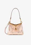 Etro Small Vela Metallic Leather Shoulder Bag In Pink