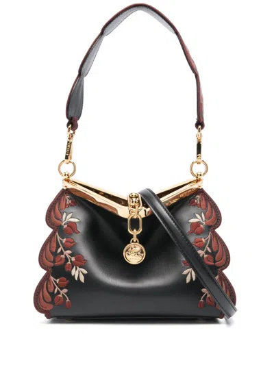 Etro Small Vela Shoulder Bag In Black