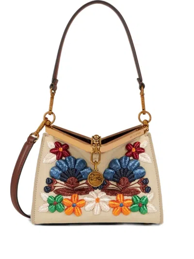 Etro Small Vela Shoulder Bag In Neutrals