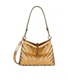 Etro Metallic Finish Calf Leather Shoulder Bag In Nude