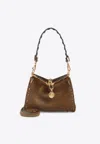 Etro Suede Shoulder Bag Gold Tone Hardware In Brown