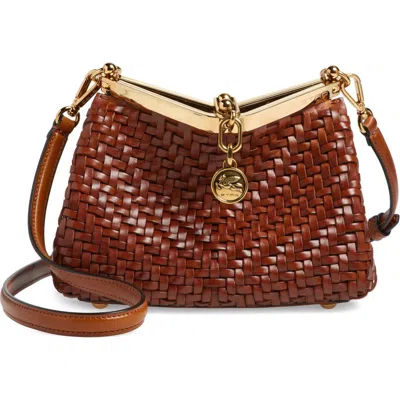 Etro Small Vela Woven Shoulder Bag In Walnut