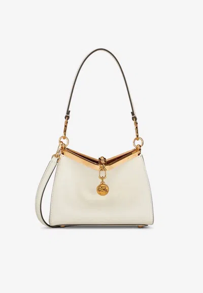 Etro Small Vella Leather Shoulder Bag In White