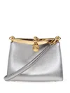 Etro Logo Charm Metallic Shoulder Bag In Grey